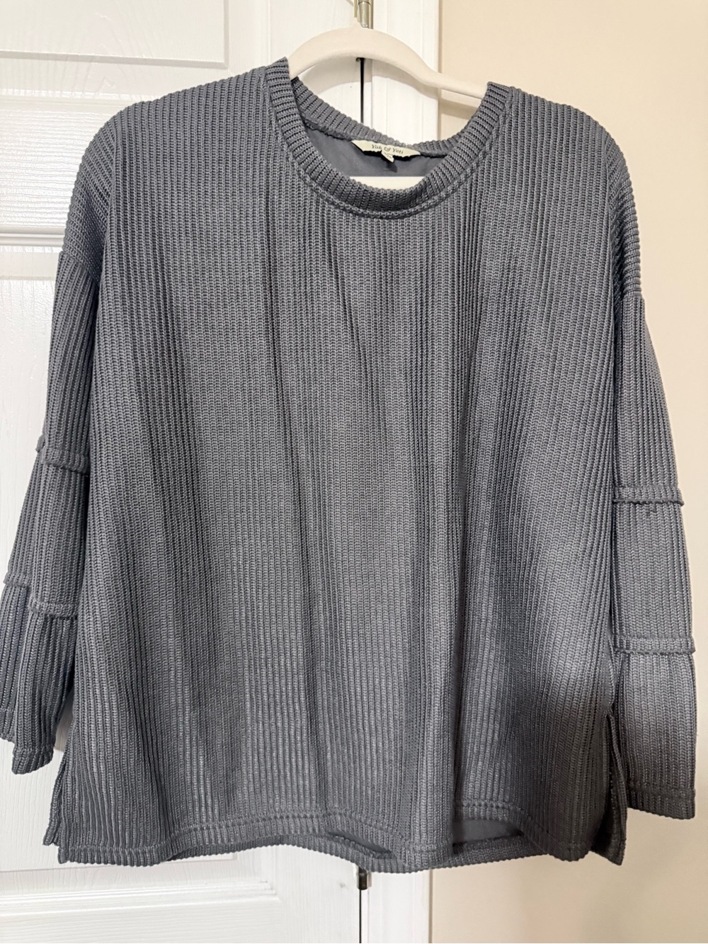 Relaxed Waffle Crewneck Sweatshirt - Gray